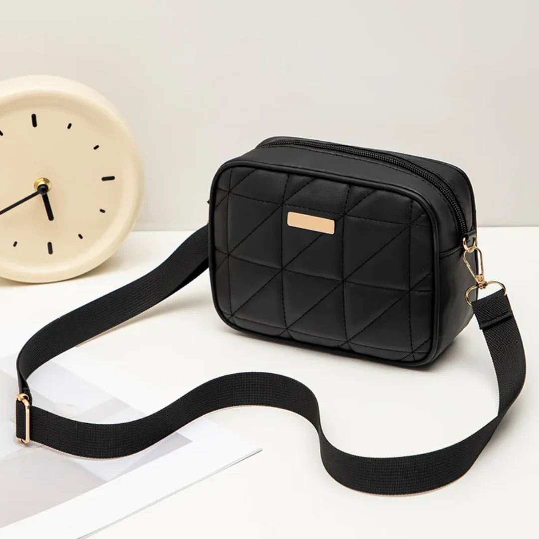 Grey Grace Quilted Crossbody Bag