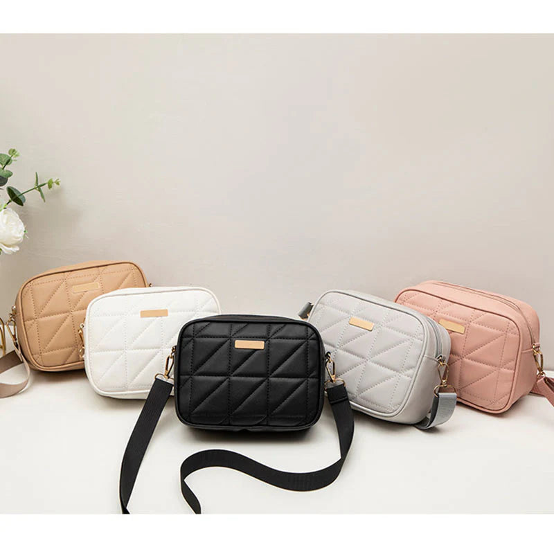 Grey Grace Quilted Crossbody Bag