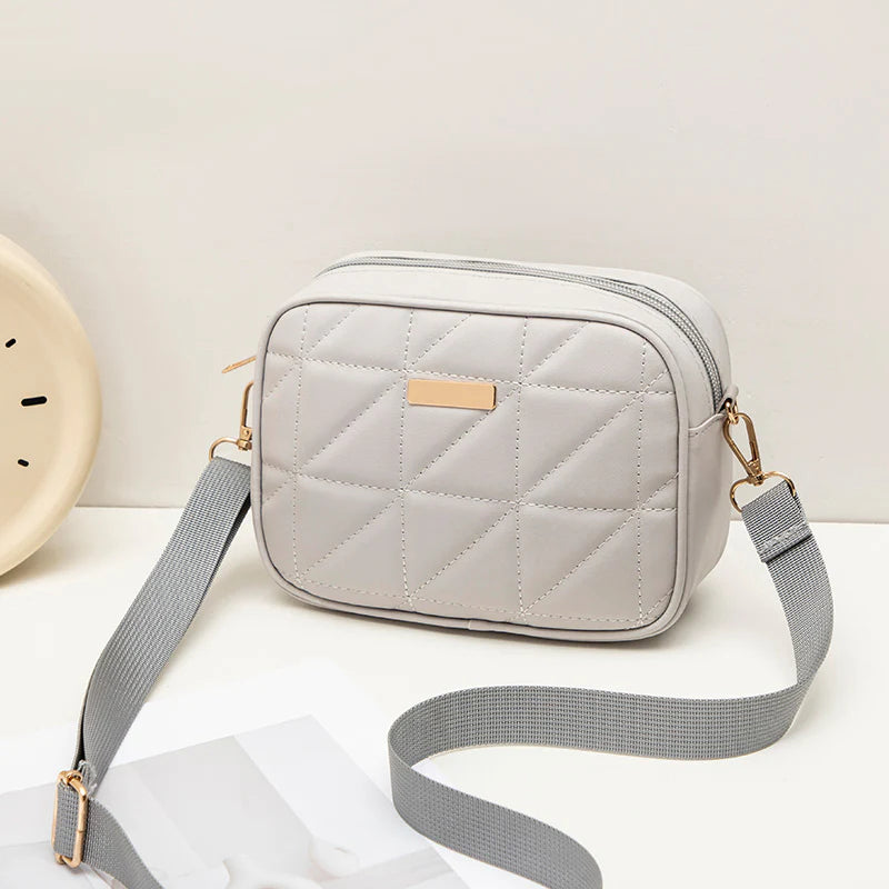 Grey Grace Quilted Crossbody Bag