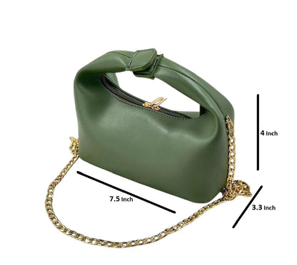 Green Midnight Knot Shoulder Bag with Gold Chain