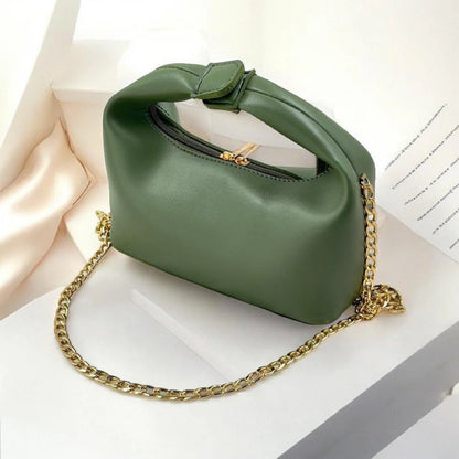 Green Midnight Knot Shoulder Bag with Gold Chain